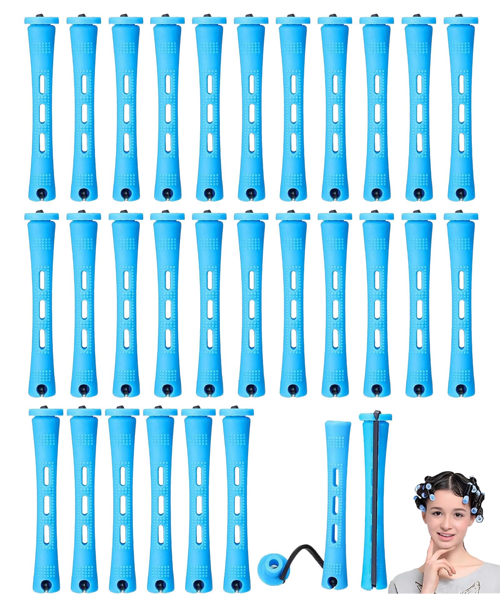 30Pcs Hair Roller, Heatless Curler For Women, Blue Perm Rods Kit, Rollers For Women, Perm Kit Short Hair Men For Natural Hair Long Short Styling Tool-image-32