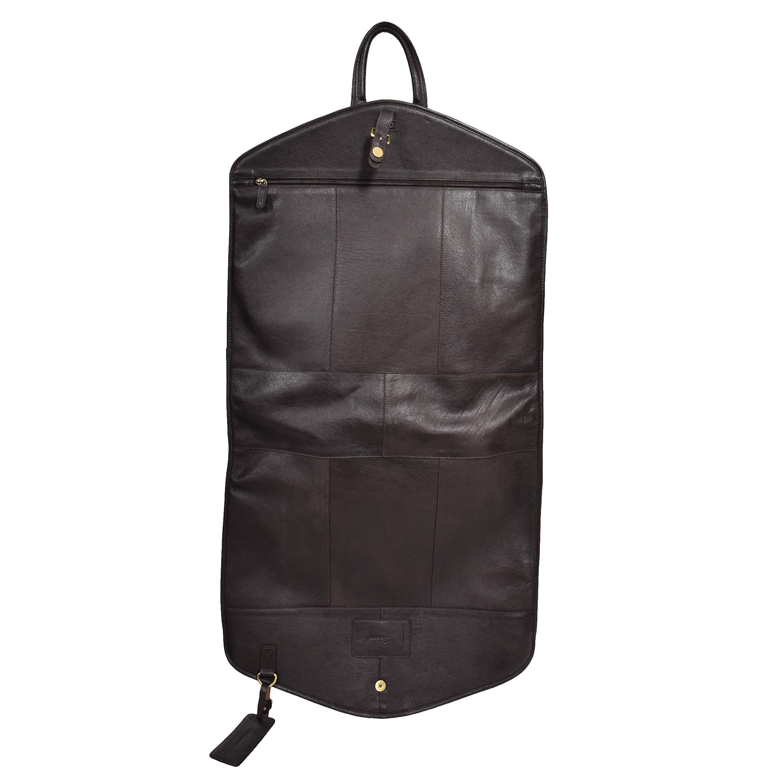 Bolsa de vestir de piel auténtica para traje de viaje, delgada y lujosa (marrón)