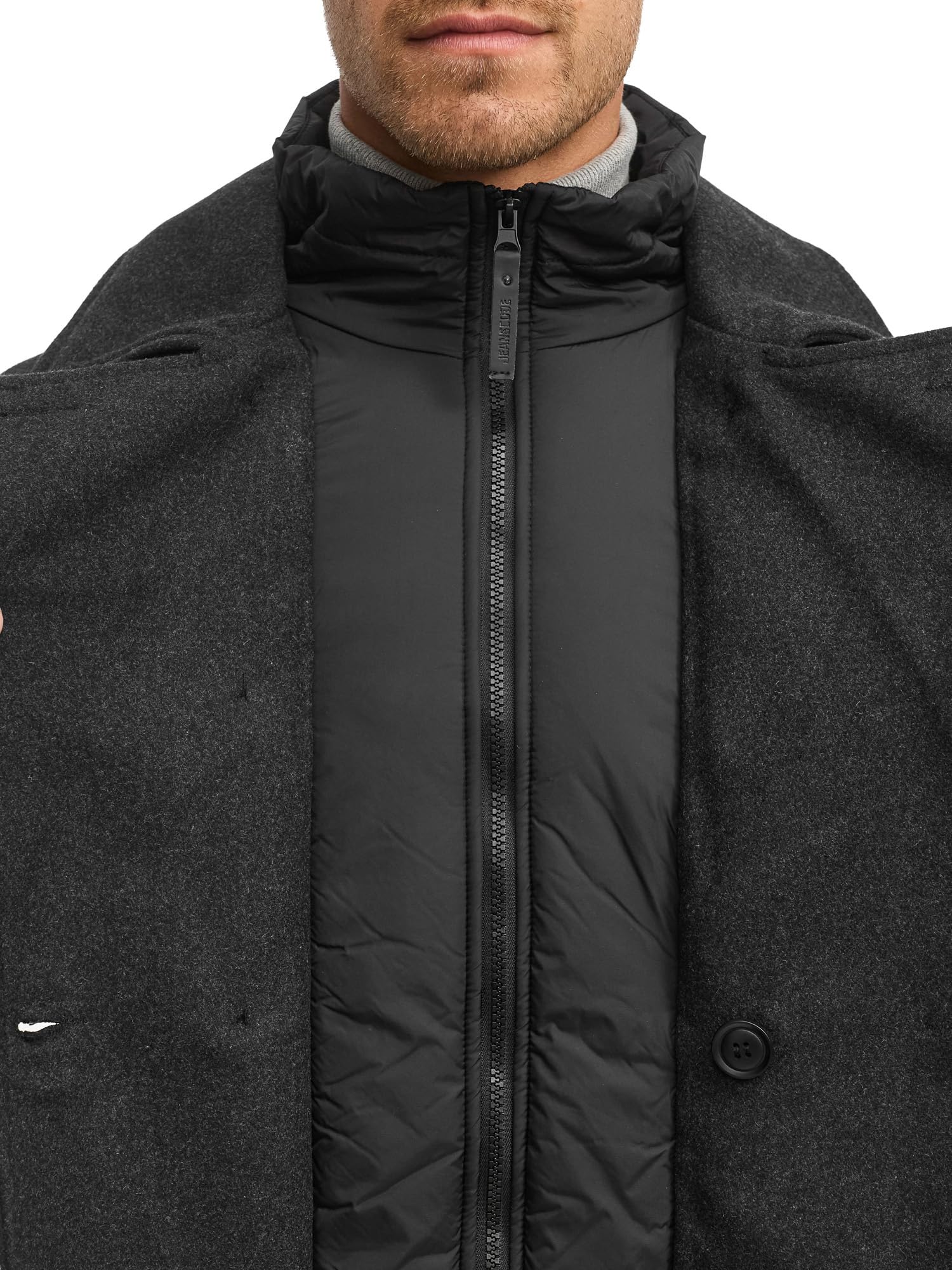 Indicode Herren INLunil Kurzmantel mit Stehkragen | Herrenmantel Mantel aus Wollmix für Männer