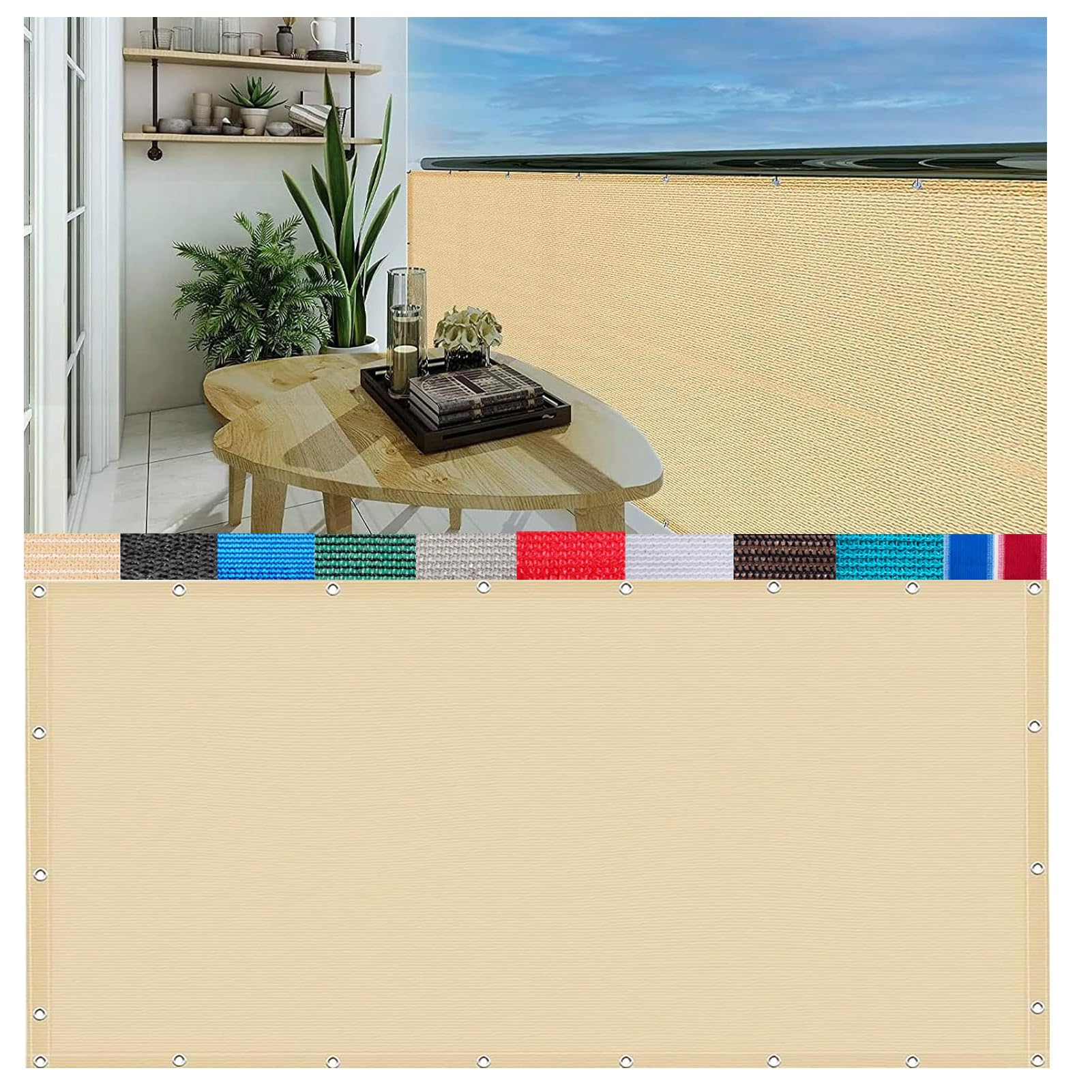 Filet d'ombrage beige 4x4m haute densité 180g pour une terrasse moderne et élégante