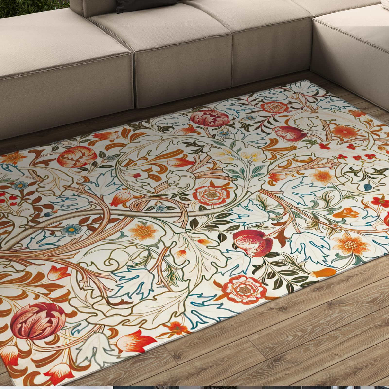 Tapis de chambre moderne acanthe William Morris grand format intérieur extérieur