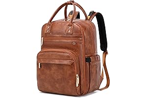 Multifunctional Faux Leather Diaper Backpack with Ample Storage and Wet Pockets