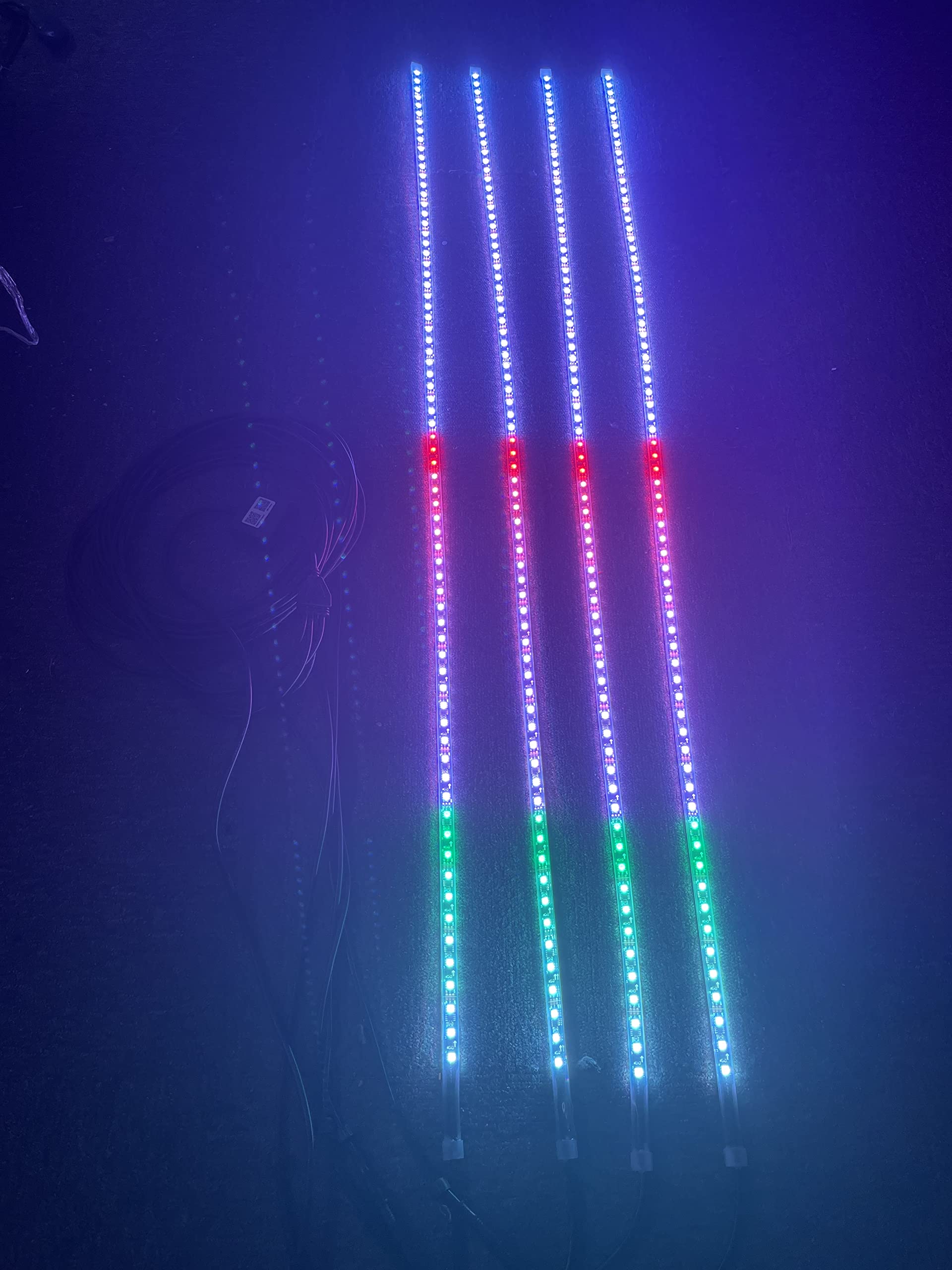 SDOSando Tech Dream Chasing Color Million Colors Shift Led Strip 2PCS 4Ft + 2PCS 6.5Ft Hood Grill LED Underglow Strip Light 4Plugs Sync Bluetooth/Remote Ctrl for Polaris Slingshot Car Truck