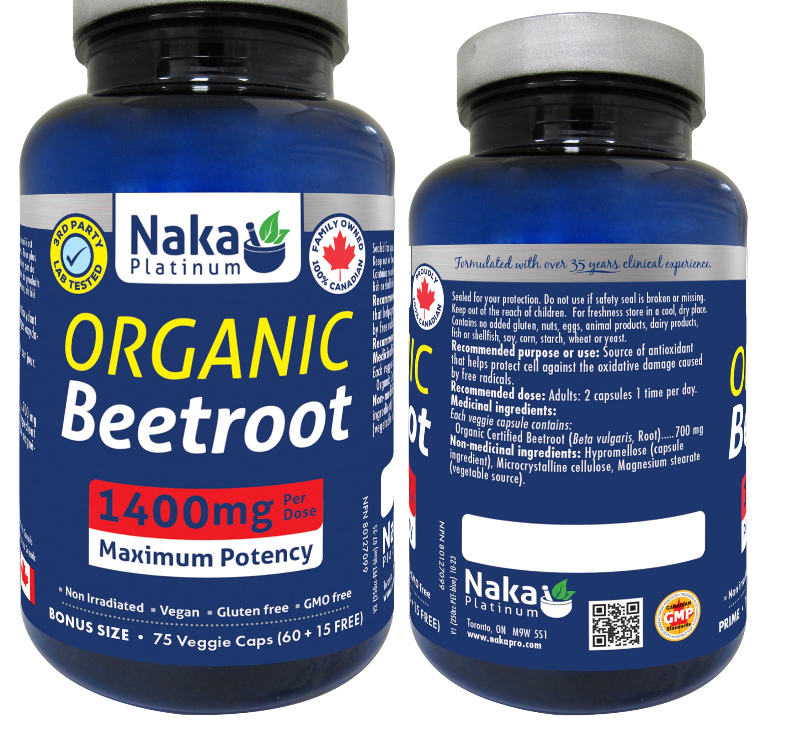 Naka Organic Beetroot, 1400mg per dose, Maximum Potency, Made in