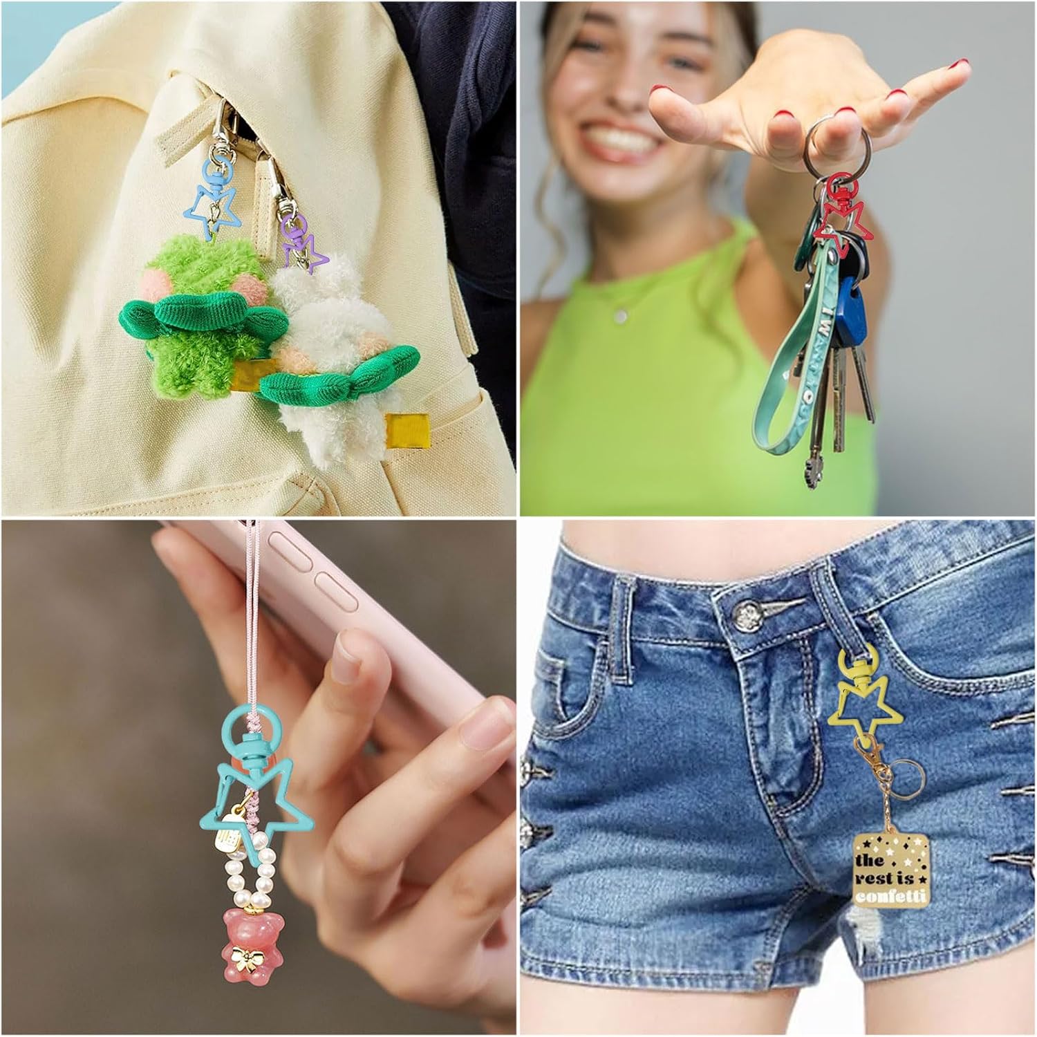 32Pcs Colorful Lobster Claw Clasps Star Spring Snap Keychains 16 Colors Metal Lanyard Swivel Snap Hooks for Keys Bags Zipper Pulls Jewelry Making Crafts DIY Accessories - Image 7