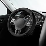 Skechers Steering Wheel Cover, Memory Foam Car Steering Wheel Cover,14.5-15inch Anti-Slip Safety Comfortable Desgin, Universal Accessory for Diverse Cars, Truck,SUV (Black & Black)