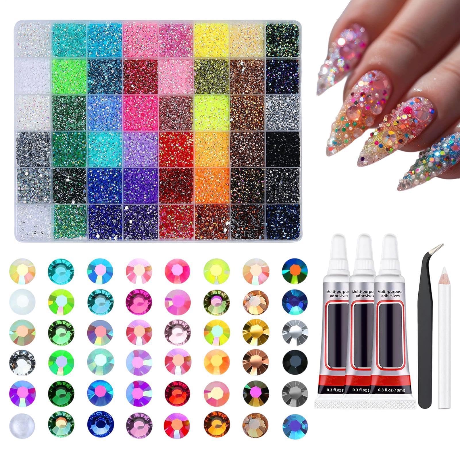 Joyas para decoración de uñas y diamantes de imitación para manualidades y maquillaje facial