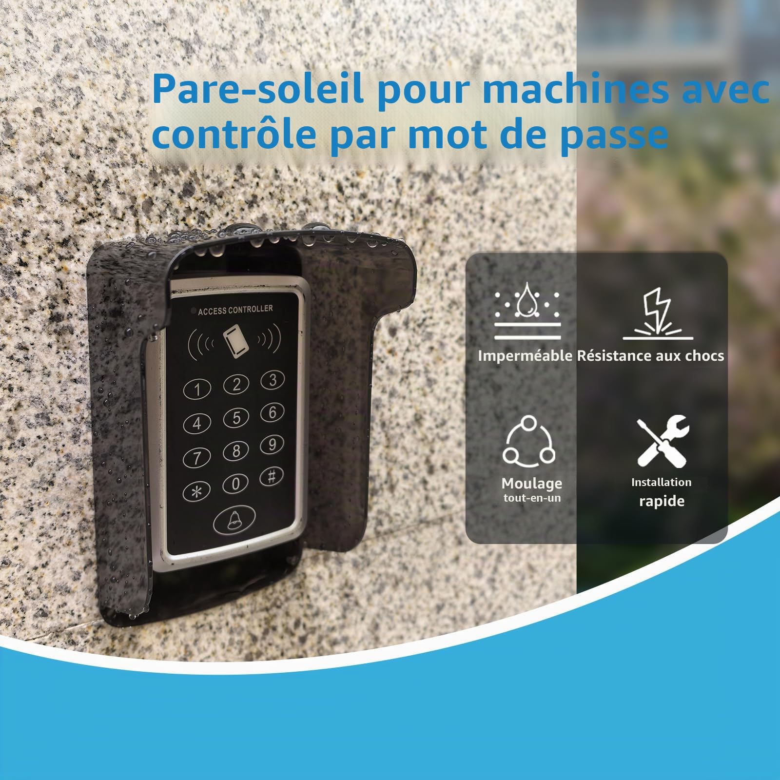 Vidéo Sonnette de Porte avec Protection Contre la Pluie et le Soleil, Sonnette de Porte avec Protection Contre la Pluie, Contrôleur d'Empreinte Digitale, Protection Contre la Pluie, Système de
