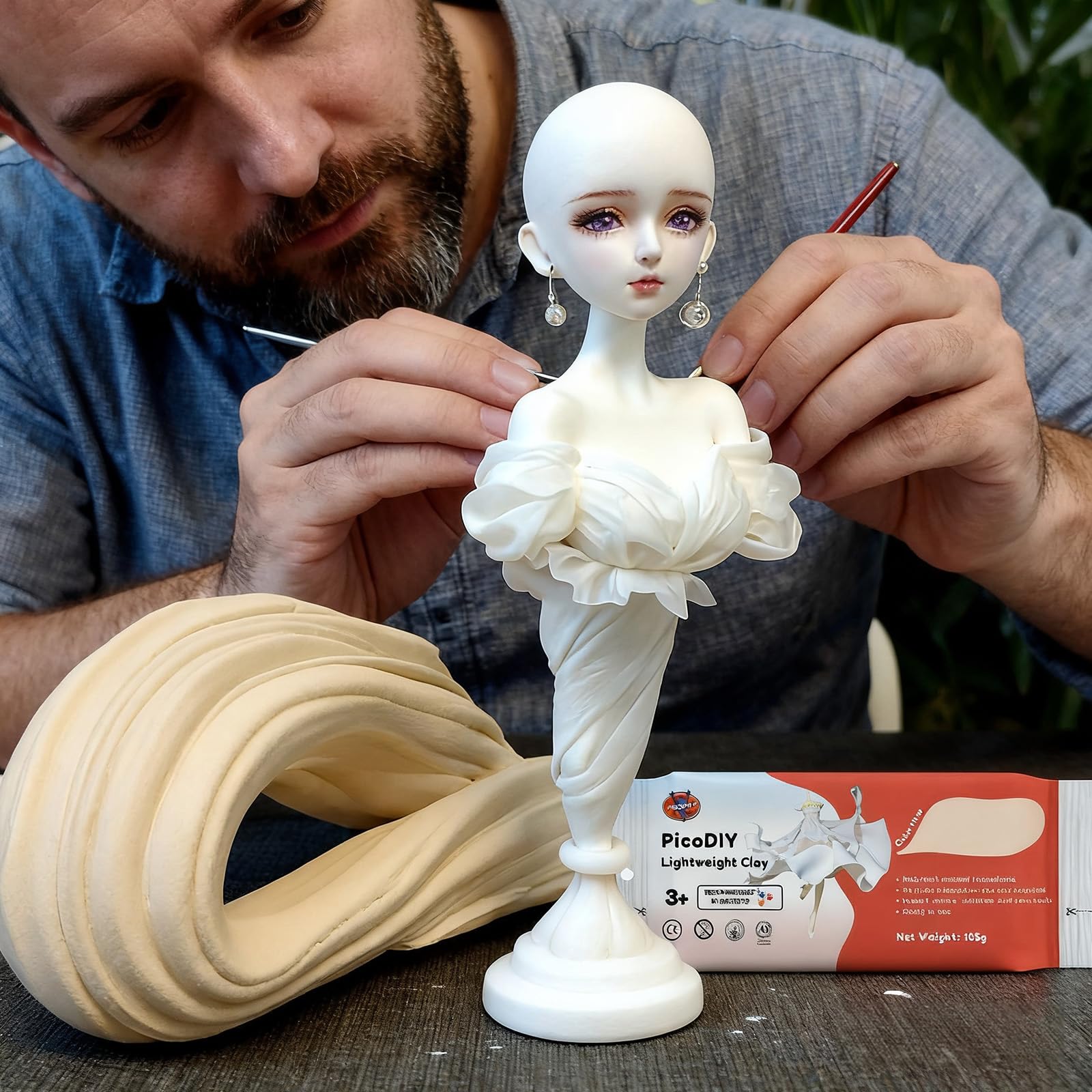 Lightweight Clay - Air Dry Clay, Ultra Light & Soft, Safe & Non-Toxic, Moldable & Flexible, DIY Modeling Clay for Anime Figures, Sculpting, Molding, Creative Art Crafts