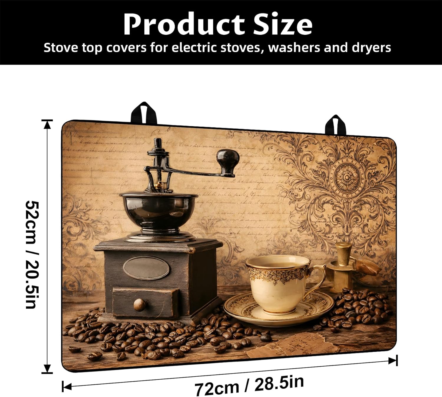 BVBOX 28.5" x 20.5" Stove Top Cover Mat for Electric Stove, Non-Slip Stove Cooktop Countertop Protector Cover Pad Washable Absorbent for Kitchen Home Decoration (Vintage Coffee, 28.5"*20.5")