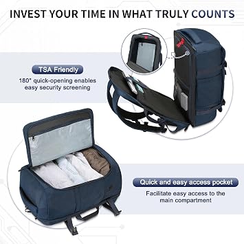 Travel Backpack,Carry on Backpack TSA Flight Approved Daypack 40L