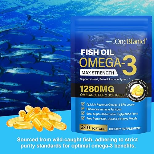 Miniatura 2 de Aceite de pescado Omega 3  240 cápsulas blandas con sabor a limón  Suplementos Omega 3 que apoyan la salud del corazón, el cerebro, los ojos y el