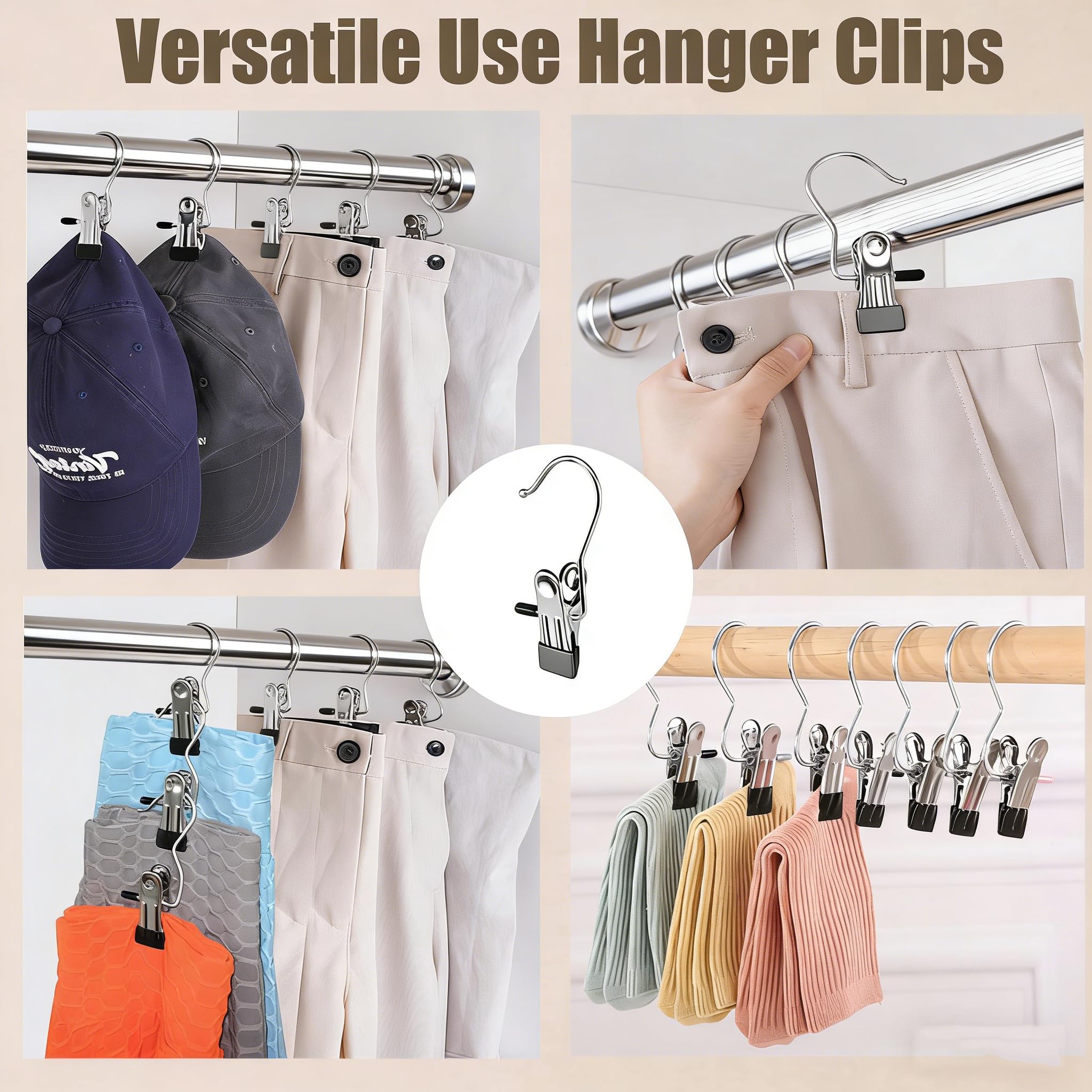 Perchas para pantalones con clips, organizador de leggings de metal para armario, paquete de 20 perchas que ahorran espacio con clips para pantalones de yoga, organizadores de armario y almacenamiento