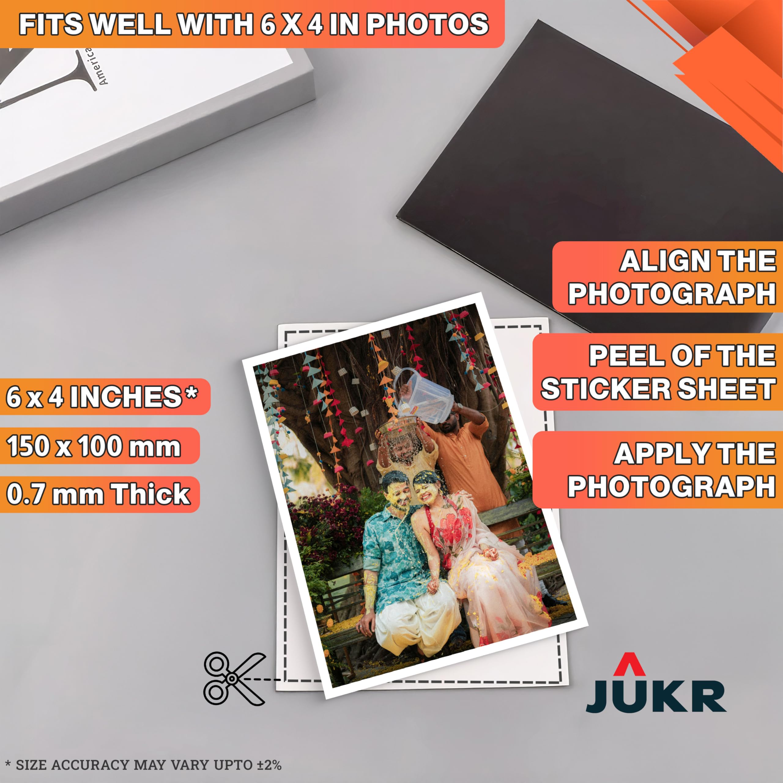 JUKR Self Adhesive 6 x 4 Inches 0.7 mm Thickness Easy to Cut Magnetic Sheets For Art And Craft Work, Make Your Own Peel and Paste Flexible Photograph Custom Fridge Magnetic Stickers (Pack of 6 PCS) 1
