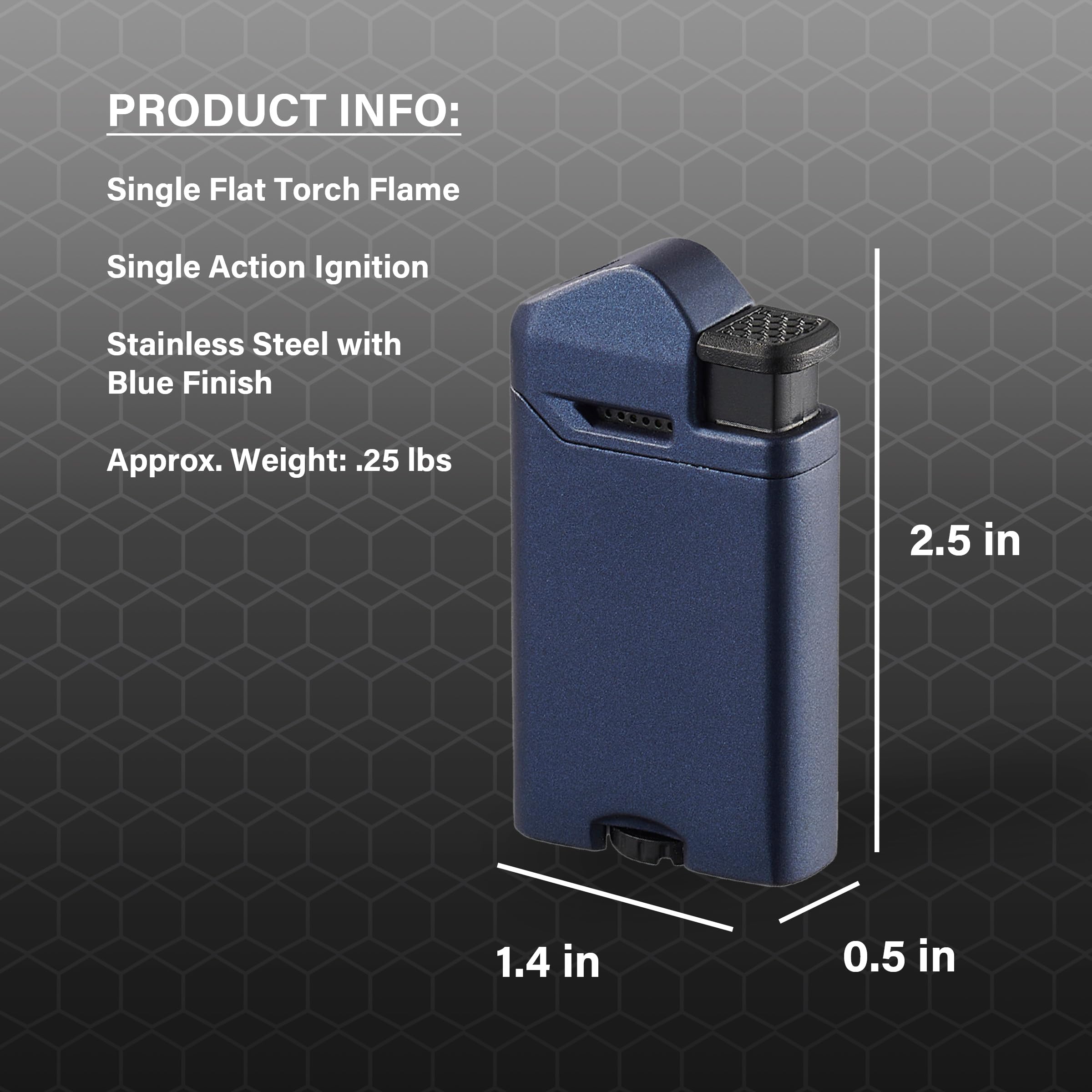 Visol Flatso Torch Lighter - Refillable Butane Windproof Adjustable Flame