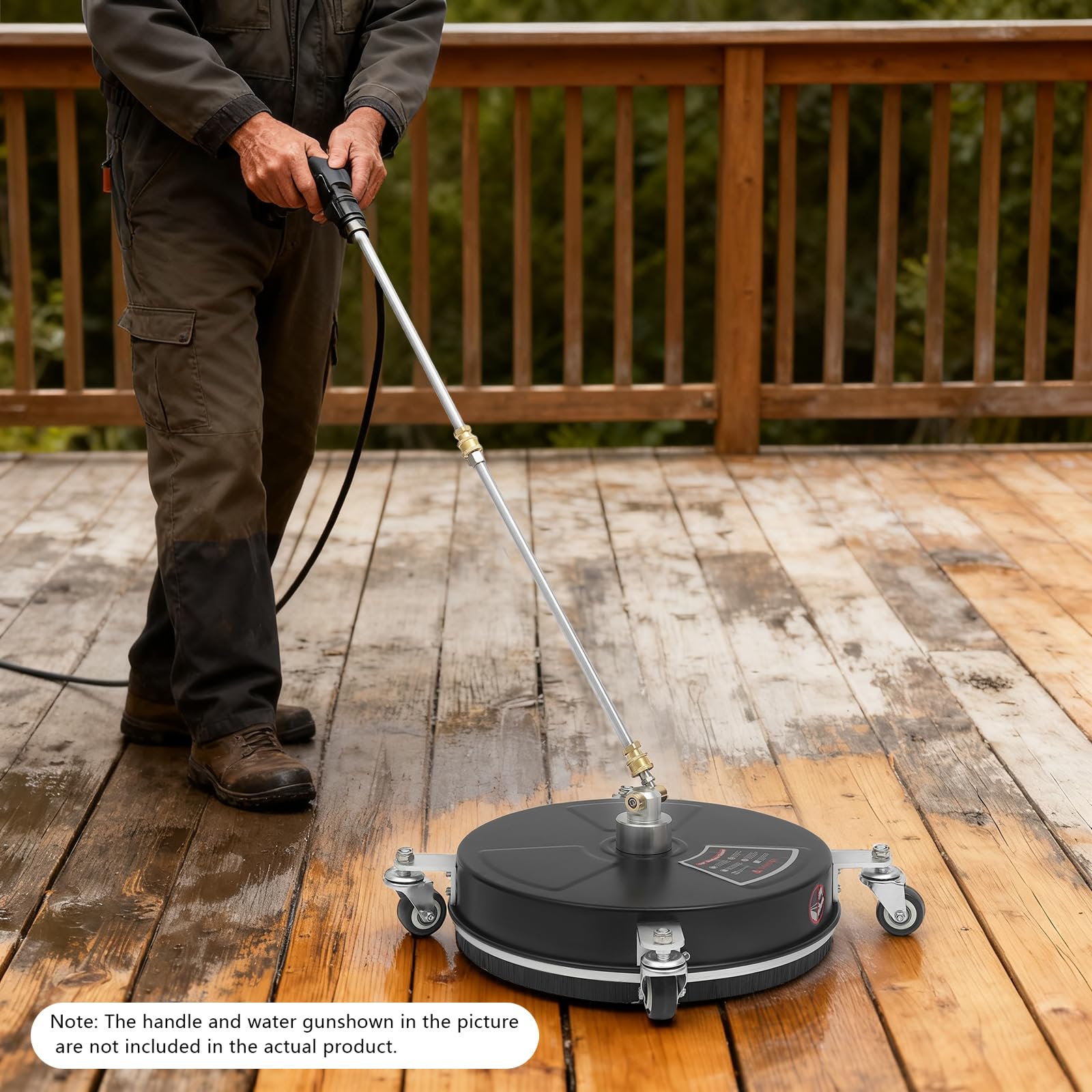 Limpiador de superficies profesional de acero inoxidable, 2000 psi, 38 cm, 1,8 GPM, para terraza, hormigón y acera, con 4 ruedas y 2 boquillas de pulverización de repuesto, accesorios para limpiadores