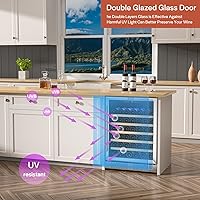 Vista 2 de Empava Refrigerador de vino, refrigerador de vino de 24 pulgadas debajo del mostrador, refrigerador de vino para entusiastas del vino de 52