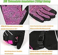 Vista 2 de MOREOK Waterproof & Windproof -30°F Winter Gloves for Men/Women, 3M Thinsulate Thermal Gloves Touch Screen Warm Gloves for Rosado