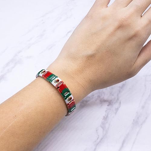 Miniatura 2 de Fablinks Pulsera italiana con dijes de acero inoxidable de 0.354 in, pulseras de eslabones para mujer, extensible y modular elástico, joyería de