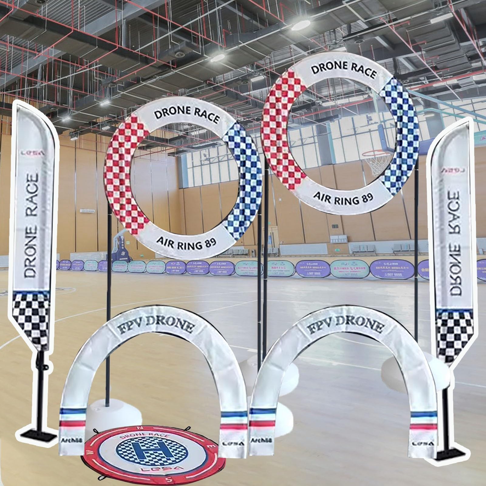 Quadcopter Obstacle Course Kit - Set da corsa per droni all'aperto con bandiere e cancelli per allenamento in elicottero drone freestyle