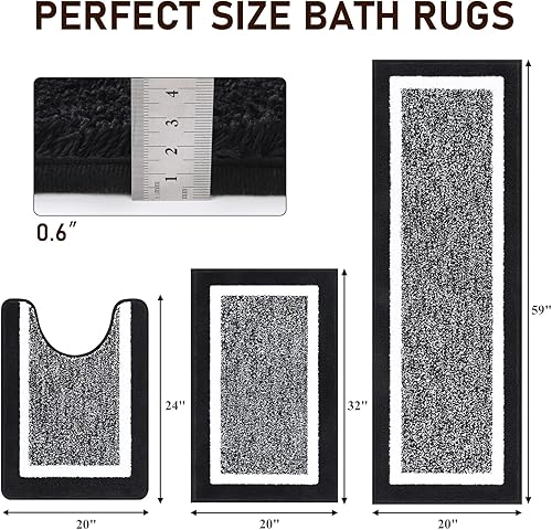 Miniatura 9 de Pauwer Juego de 2 alfombras de baño antideslizantes para baño, alfombras de baño absorbentes, lavables a máquina, alfombras de ducha para suelo de