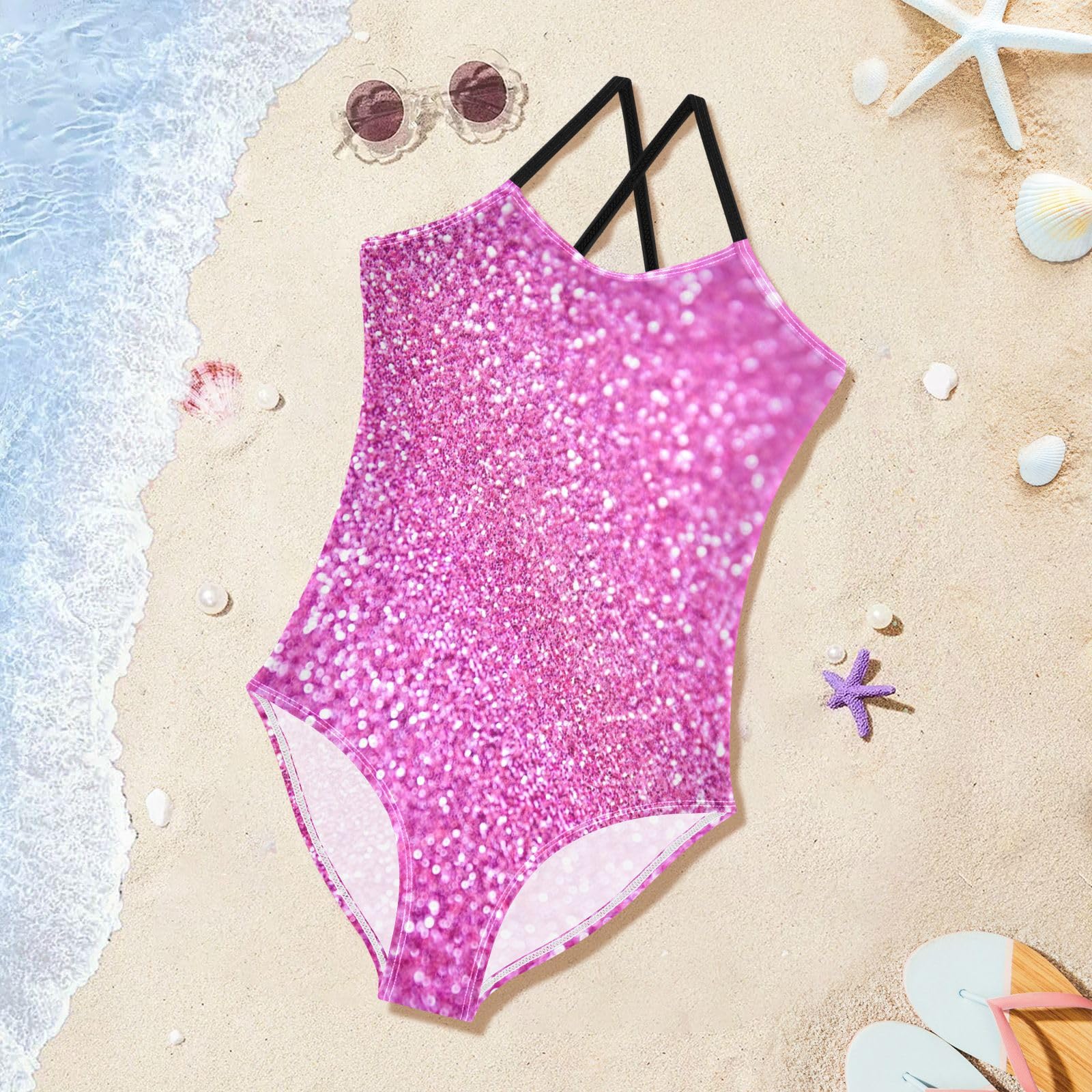 Amazon.com: Pink Glitter Sparkle Bokeh Girls One Piece