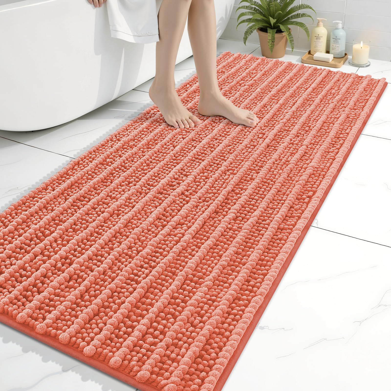 Arotive Bathroom Rugs Mat 60x24, Soft Absorbent Chenille Shaggy Bath Mat