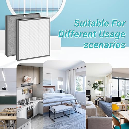 Miniatura 7 de Paquete de 2 filtros de repuesto 3 en 1 HE402 mejorados para Shark HE400 HE401 HE402 HE405 4 ventiladores purificador de filtro de aire, filtración