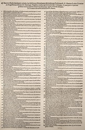 Miniatura 1 de Tesis de Lutero 1517 Nthe 95 Tesis que el reformador religioso alemán Martin Lutero clavó a la puerta de la iglesia en Wittenberg Alemania el 31 de