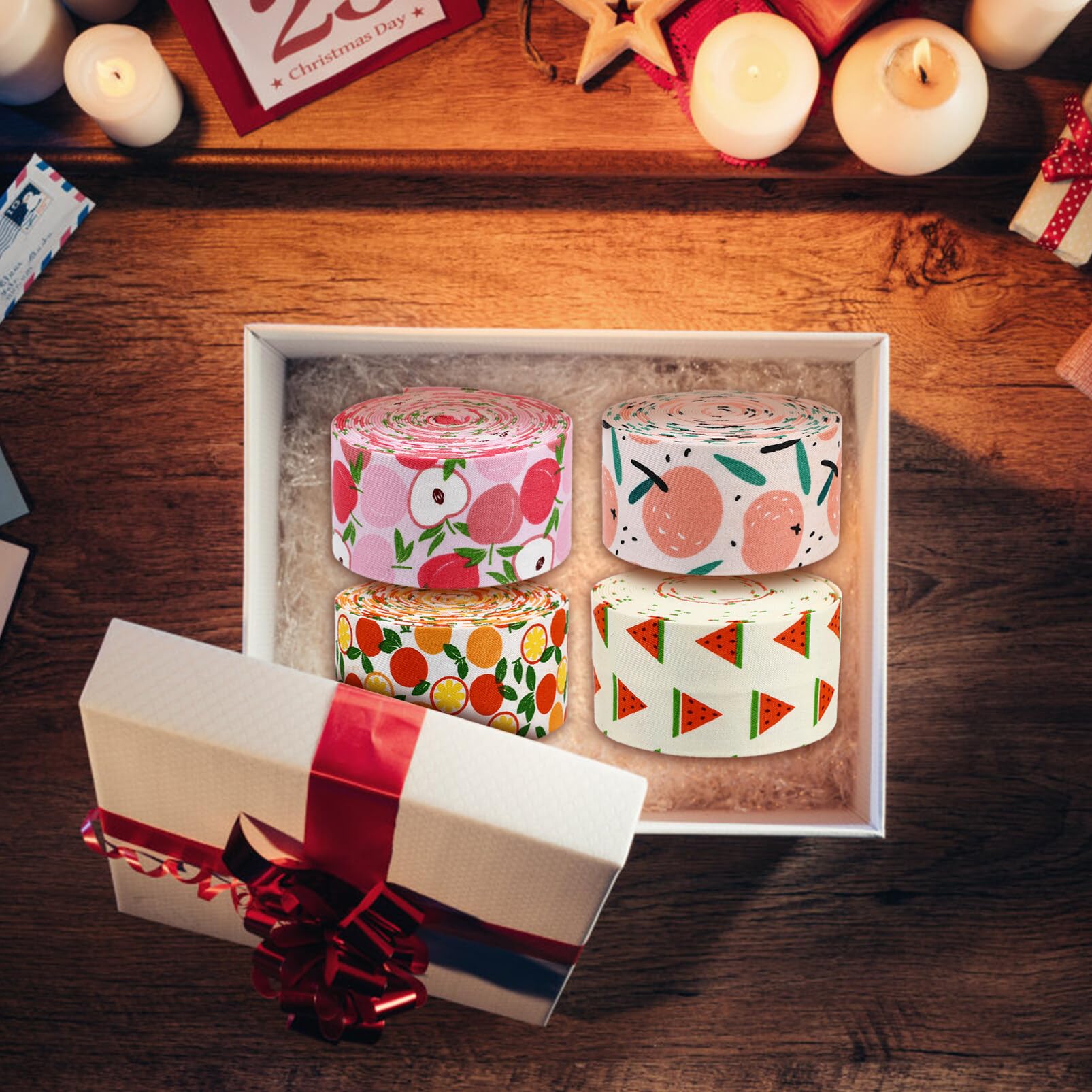 Operitacx 4rollen Sommer Früchte Dekoband Bunte Stoffbänder Für Bastelprojekte Geschenkverpackungen Und Blumensträuße Yards Aus Strapazierfähigem Polyamid Für Babyparty-dekorationen