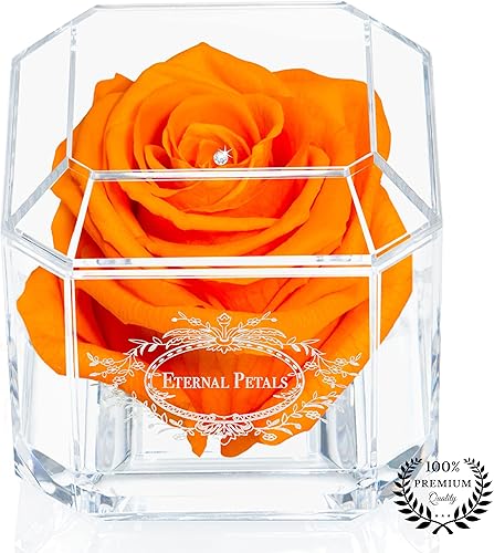 Pétalos eternos, una rosa 100% real que dura un año, el regalo único perfecto para hombres y mujeres, un regalo de cumpleaños, oro blanco con