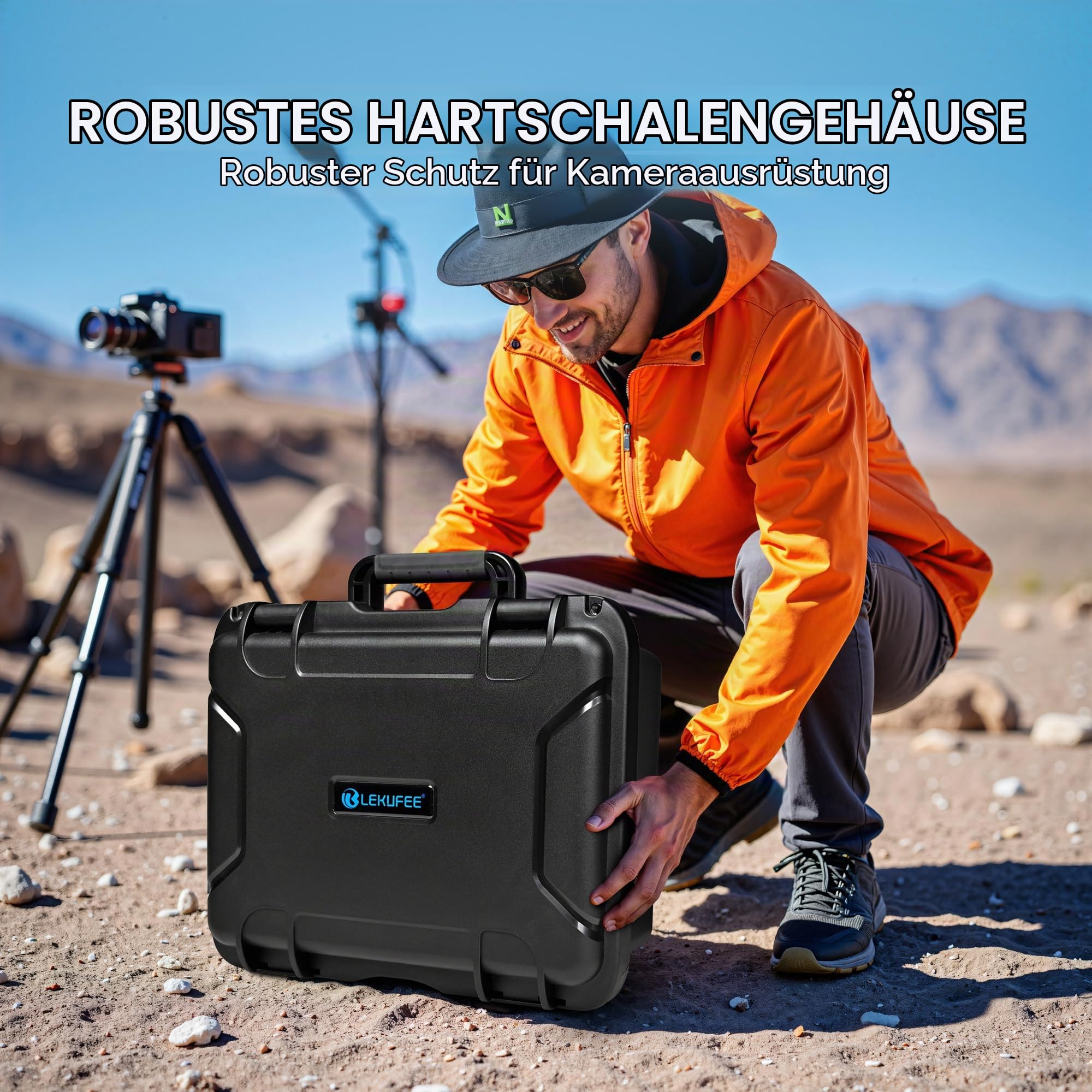 LEKUFEE Wasserdichter Hartschalen-Tragekoffer mit gepolsterten Trennwänden für DJI Mavic 4 Pro, Air 3S, Mini 4 Pro Drohne, teilweise Sony/Canon/Nikon Kamera und Objektive sowie Zubehör