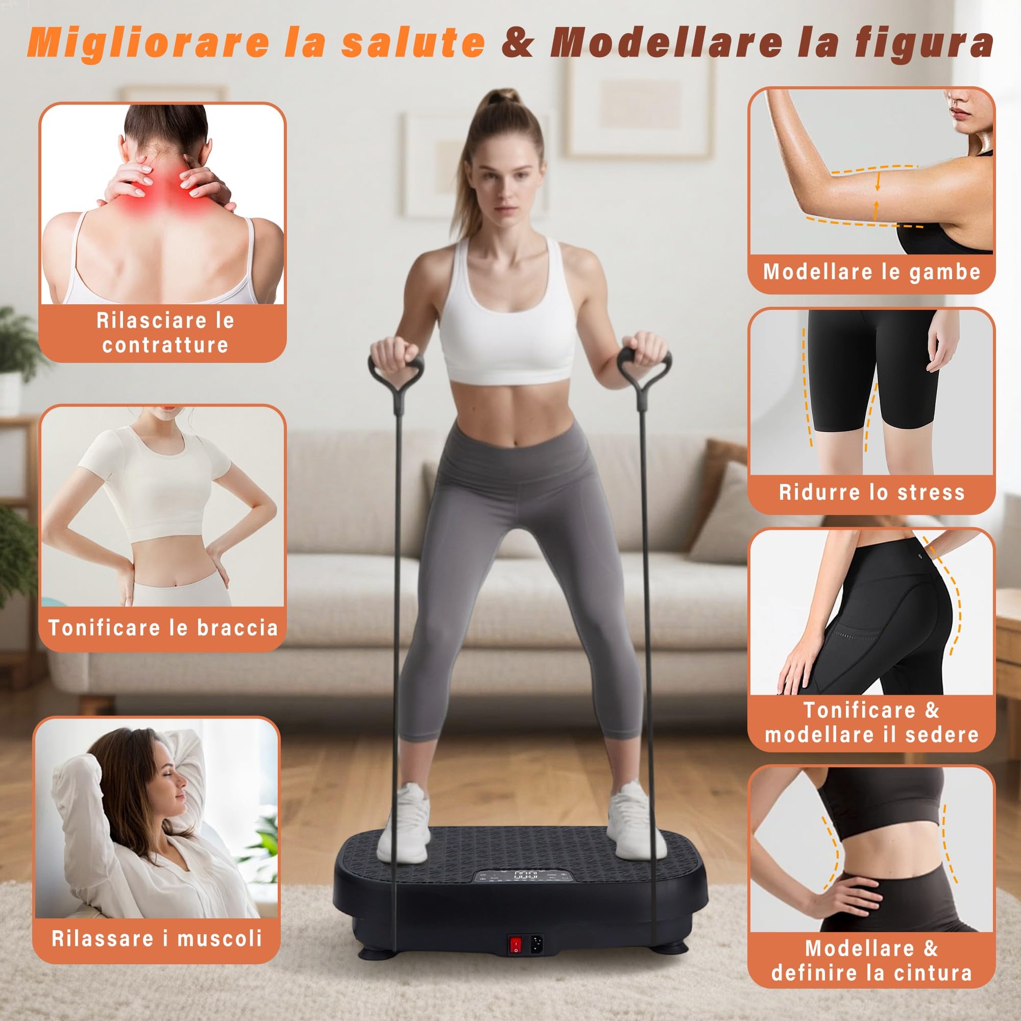 Pedana Vibrante Dimagrante, Vibration Plate per Circolazione Gambe, Display a LED e Telecomando, Allenamento a Casa Pedana Vibrante