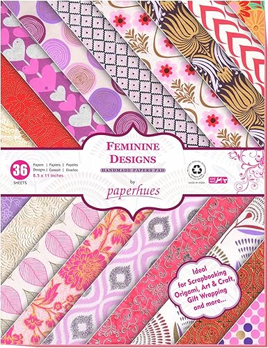 Miniatura 1 de Paperhues Feminine Designs Collection Scrapbook Paper 8.5x11" Pad 36 hojas