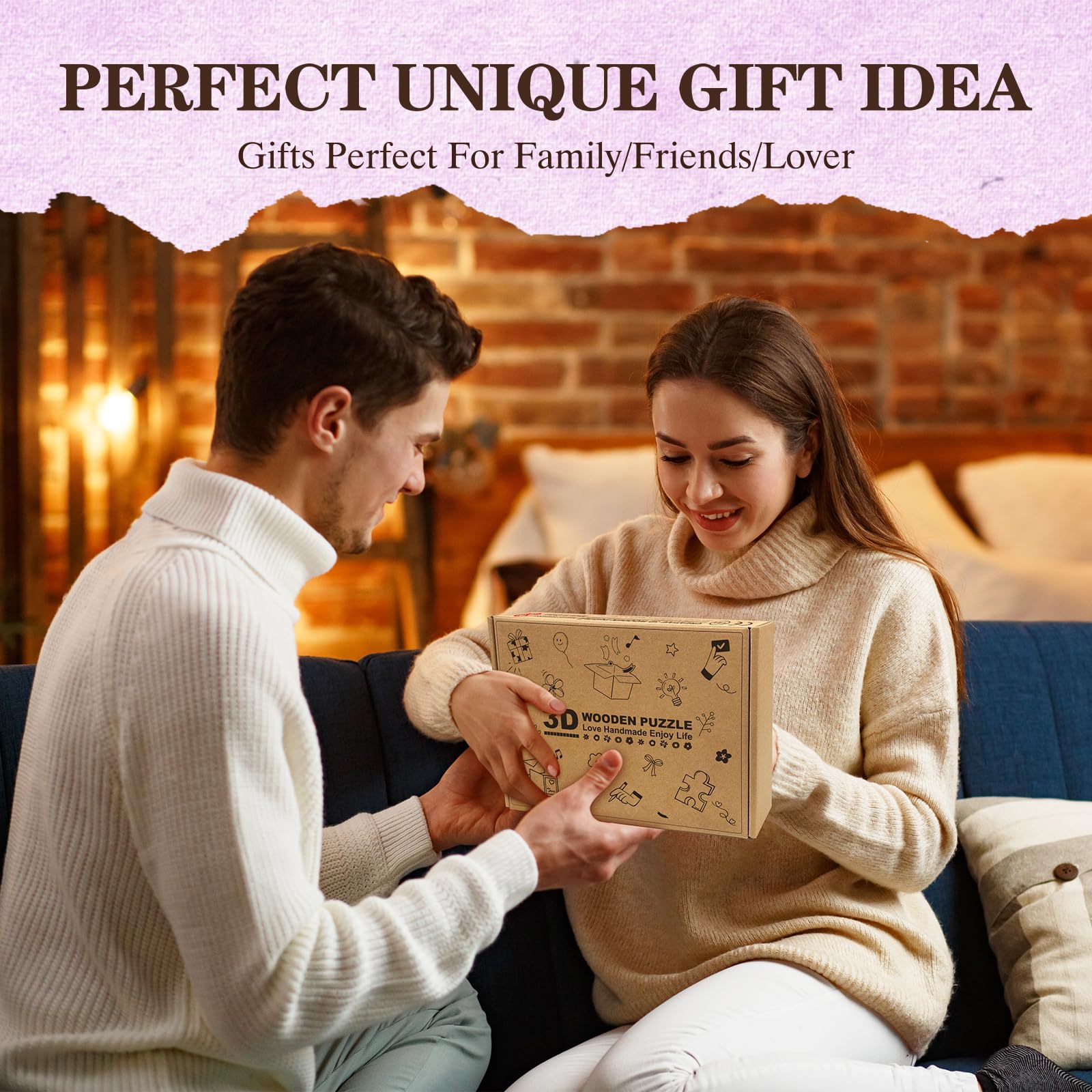 Casse-tête 3D en bois pour adultes – Nénuphars crépusculaire à faire soi-même avec lumières LED, décoration de bureau, cadeau d'anniversaire ou de Noël, de Saint-Valentin pour elle, filles