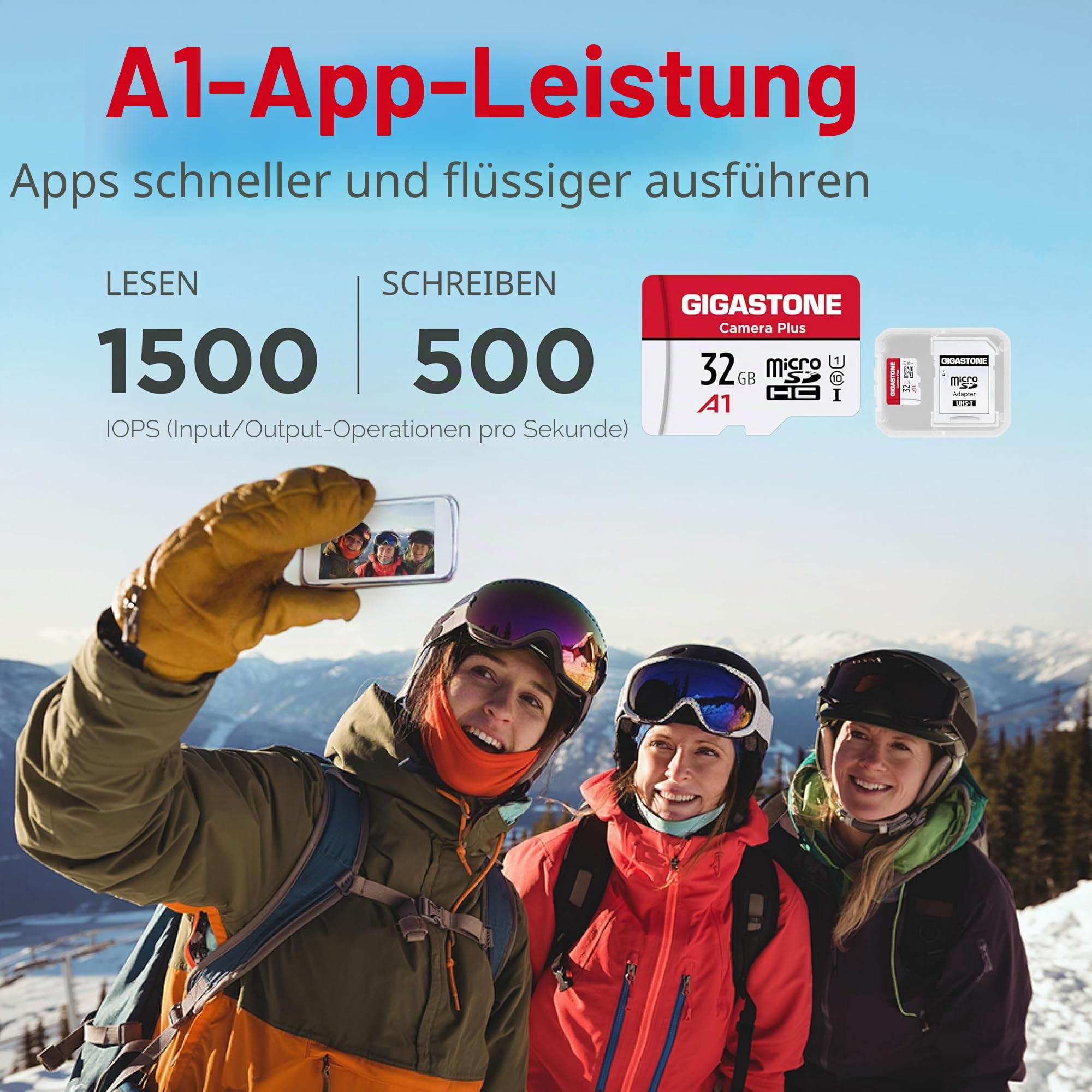 GIGASTONE 32GB MicroSDHC Speicherkarte 5er-Pack + SD Adapter, Kamera Plus, bis zu 90 MB/s, für Action-Kamera Drohne, Tablet, Full HD-Videoaufnahme, A1 U1 Klasse 10 Micro SD Karte UHS-I