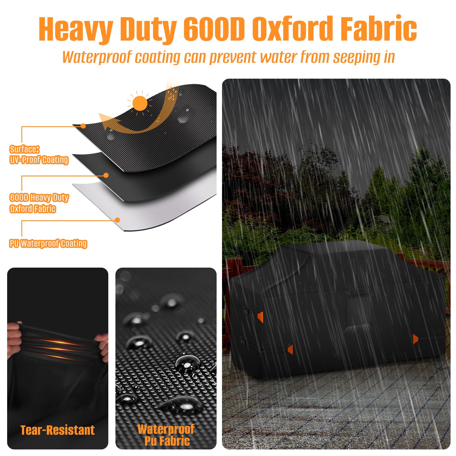 LYHNMW 86 Zoll Island Grill Abdeckung, Heavy Duty 600D Wasserdicht & Staubdicht | Outdoor Grill BBQ Covers Anti-UV Rip-Proof Island BBQ Grill Head Cover