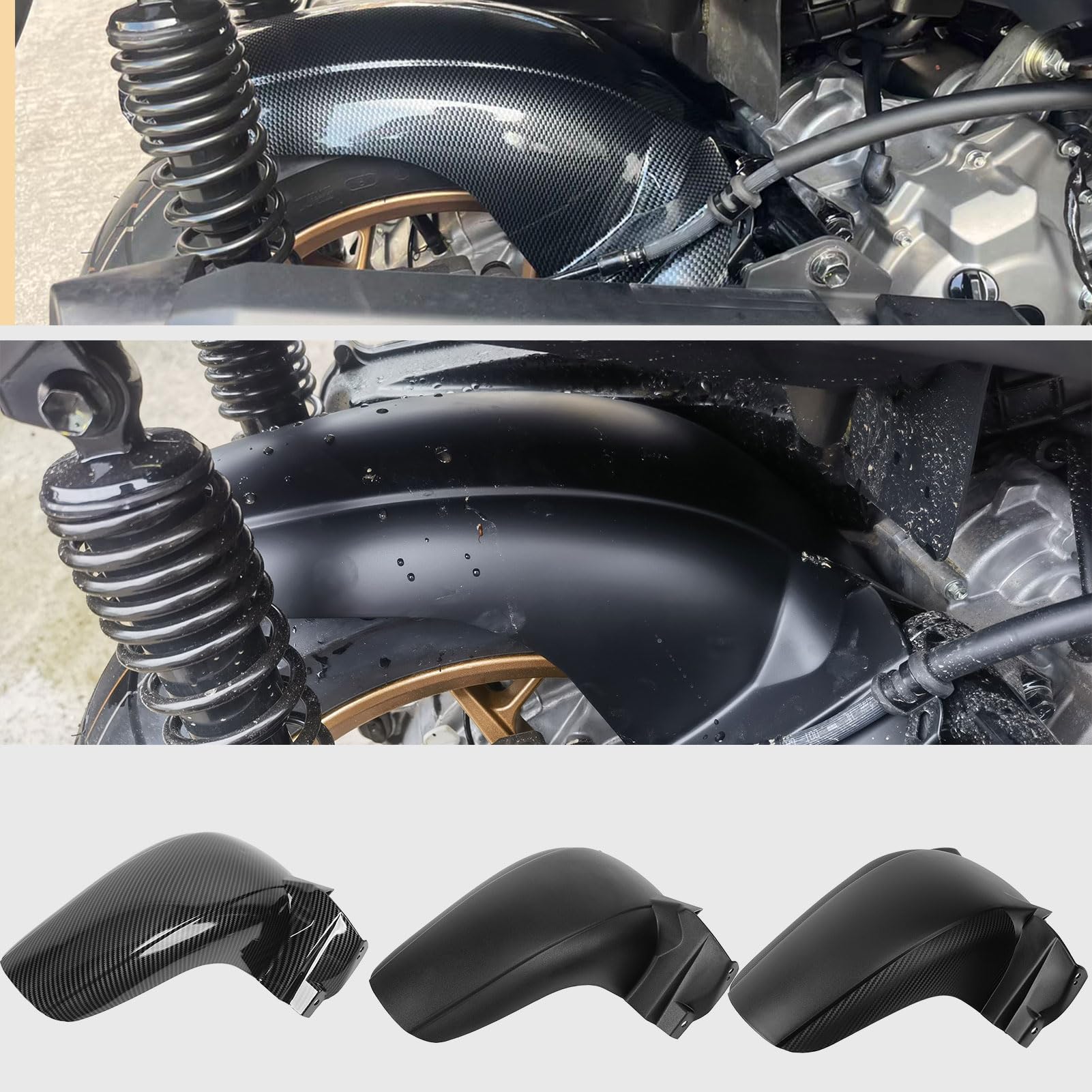 WOOGA moto parafango posteriore parafango parafango ruota Hugger paraspruzzi copertura for YA&MA&HA XMAX300 X-MAX-300 Accessori 2017 2018 2019 2020 2021 2022 2023 2024 (Aspetto in carbonio)