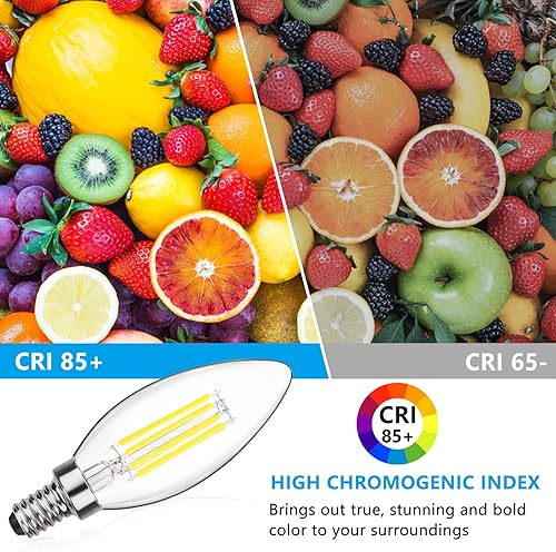 Vista 8 de MAXvolador Bombillas LED regulables E12 Classic Candelabro equivalente a 60 W, luz blanca diurna 5000 K, bombilla LED de 600 lm, bombillas de vela