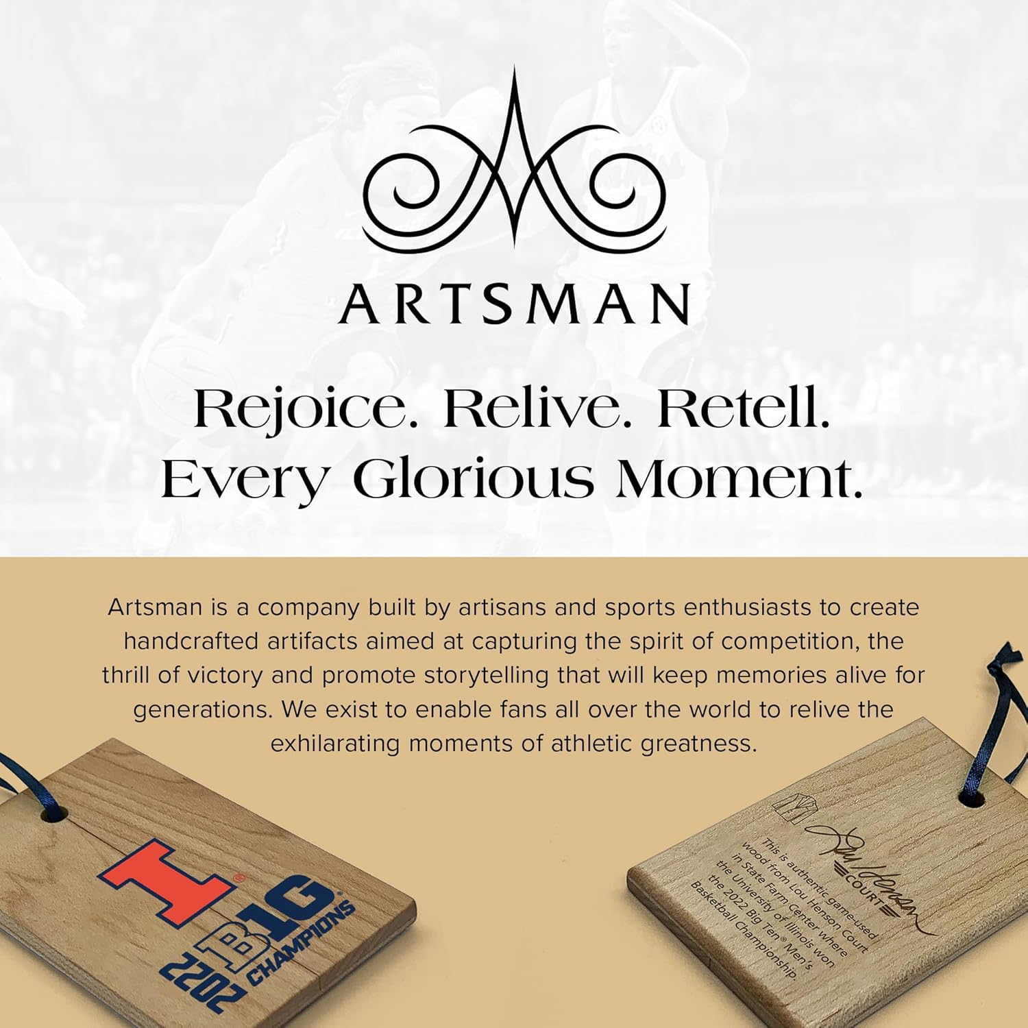 Illinois Fighting Illini 2022 Big Ten® Champions Collectible Ornament, Game-Used Wood, COA and Gift Box Included, 2 1/4" x 3 1/2"