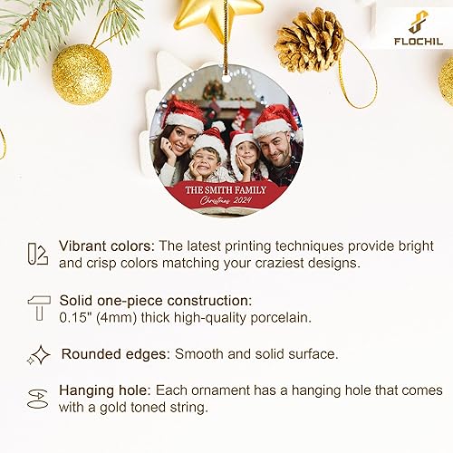 Miniatura 150 de FLOCHIL Adorno familiar personalizado para árbol de Navidad, adorno de Navidad familiar personalizado con foto de nombre, familia de 3, 4, 5 adornos