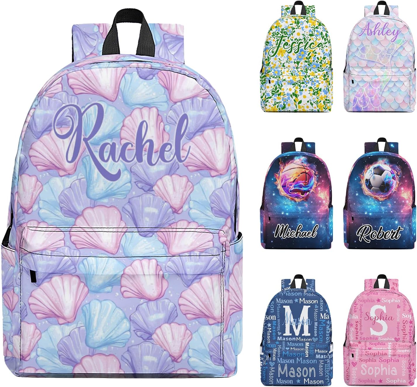 PKONE Custom Backpack with Name for Girls Boys, Personalized Back Pack Customized School Bookbags 17In Travel Laptop Bags Gift for Kids Women Men Birthday Christmas