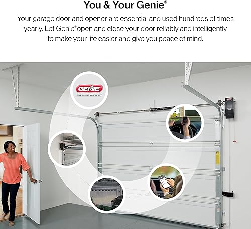 Miniatura 5 de Genie B6172H - Abrepuertas de garaje inteligente para montaje en la pared, motor de corriente continua que eleva hasta 14pies de alto y 850libras,