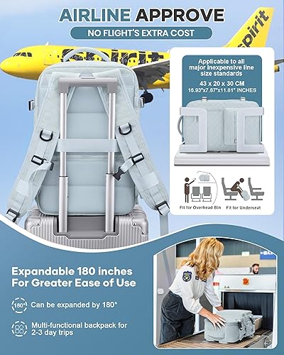 Vista 360 de VECAVE Mochila de viaje para laptop, mochila aprobada para vuelos,Mochila deportiva para universidad casual, A-Negro, Mochila para laptop