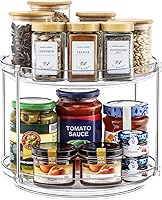 2-Tier Acrylic Lazy Susan Turntable 9.25" - Non-Skid Rotating Organizer for Kitchen Pantry Bathroom Spice Rack Storage