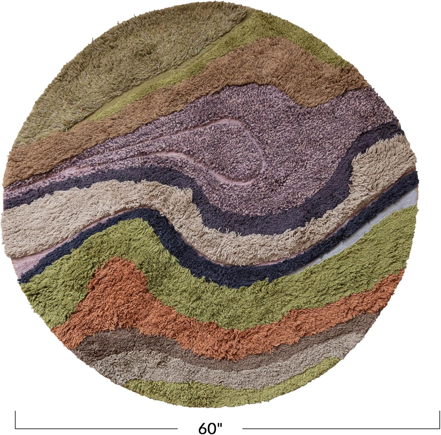 Creative Co-Op Round Wool and Cotton Tufted Rug with Abstract Design and Varying Pile, Multicolor