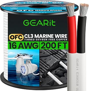 GEARit 16 Gauge Marine Wire, 16/2 AWG (200ft) Marine Grade Tinned Copper Oxygen Free, Duplex 2-Conductor Insulated Red & Black Electrical Cable for Boat, Automotive, RV, Camper, Trailer