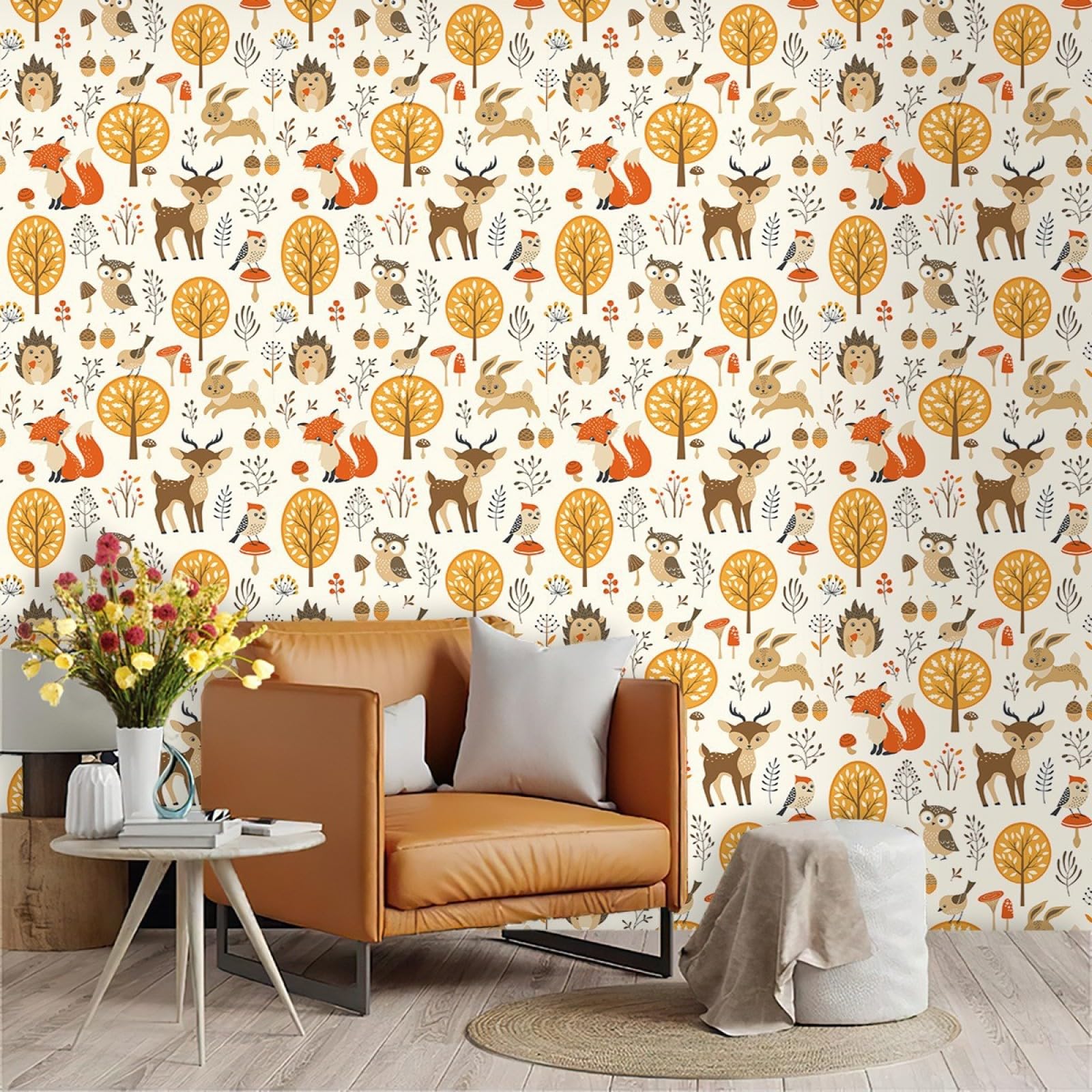Zahhyg Yellow Wallpaper Tree Peel And Stick Self Adhesive Wallpaper For Living Room Waterproof Vinyl, Art Deco Thicken Sticky Back Plastic Removable