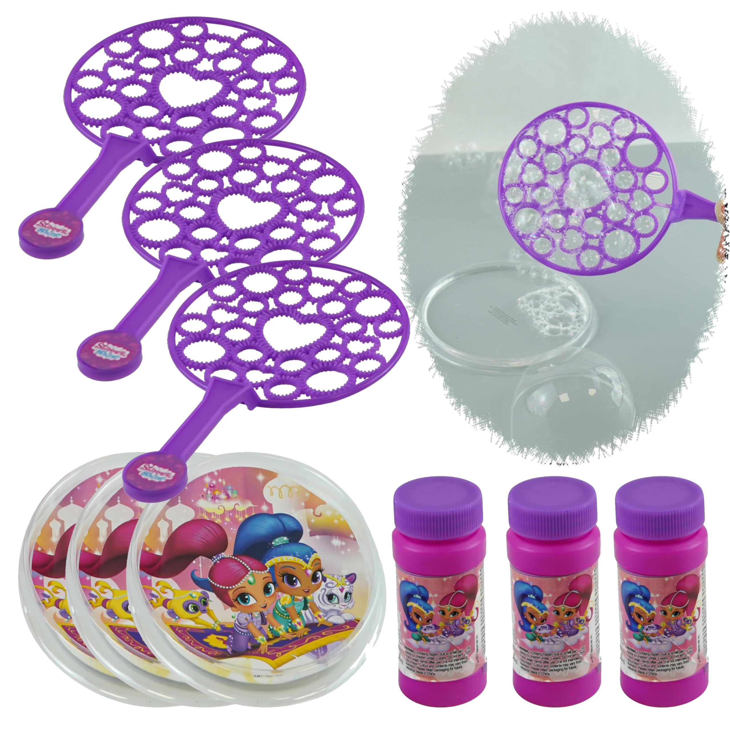 9Pcs Shimmer and Shine Giant Bubble Wands Set for Kids, Summer Outdoor Party Favors, Bubble Solution Kit with Tray, Durable, Safe, Easy to Use, Perfect for Toddlers, Beach Fun
