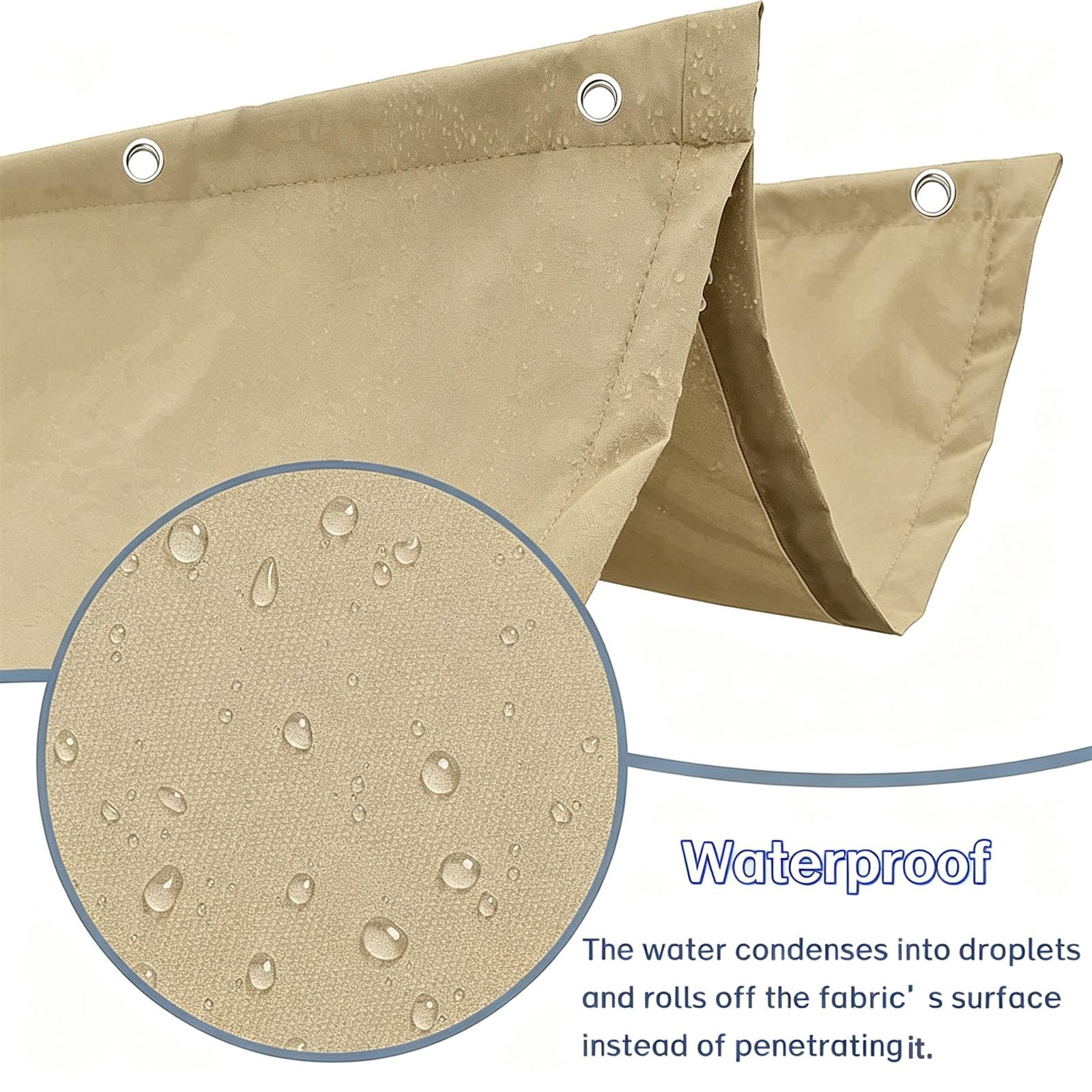 Toldo Retráctil 130 x 1150 cm Toldo de Onda a Medida, Impermeable, 98% Protección UV, Resistente Al Clima Vela Sombra Impermeable y Rectangular para Exterior Jardín, Caqui
